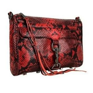 REBECCA MINKOFF Python Embossed Crossbody Clutch w/ Black Hardware & Dust Jacket